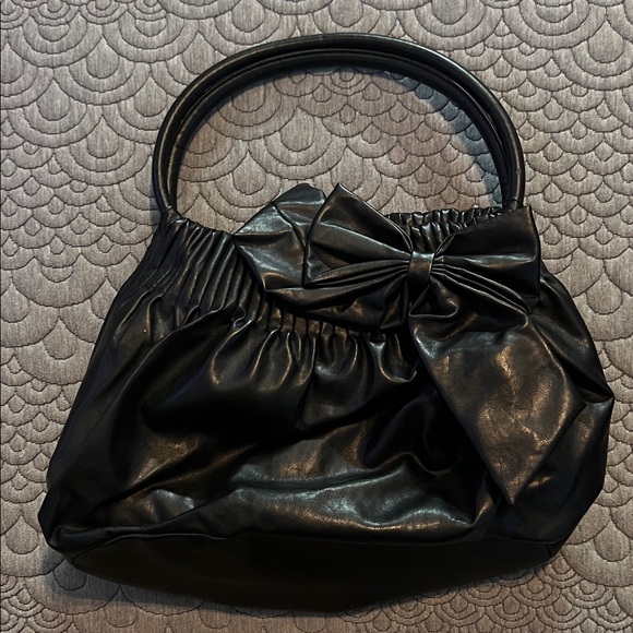 NWOT Elegant Black Bow Handbag - Picture 1 of 2